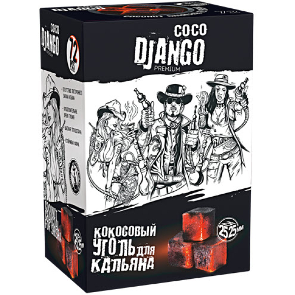 Уголь Coco Django 25мм для кальяна - 1кг (72 шт) в Донецке