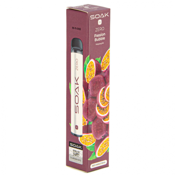 SOAK X ZERO Passion bubble 1500 затяжек (без никотина) в Донецке
