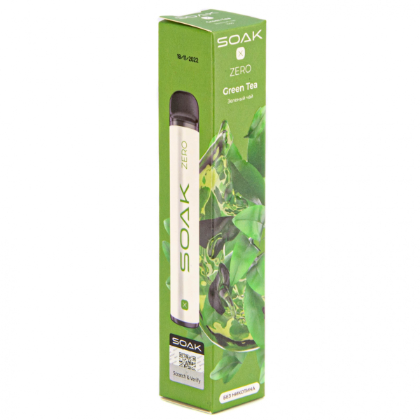 SOAK X ZERO Green tea 1500 затяжек (без никотина) в Донецке