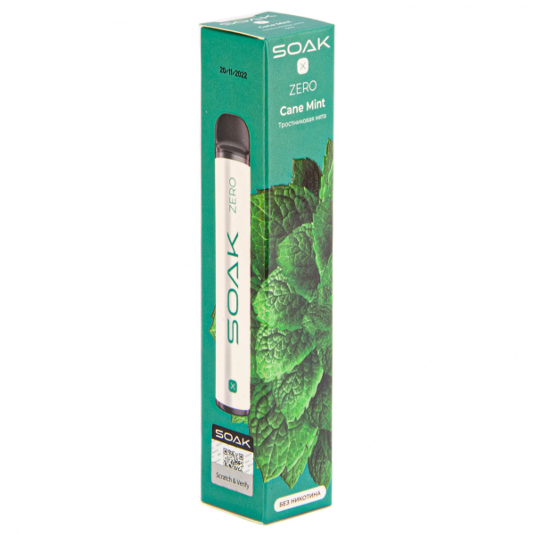 SOAK X ZERO Cane mint 1500 затяжек (без никотина) в Донецке
