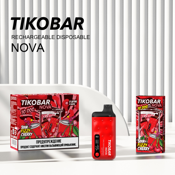 Электронка Tikobar Nova Кислая Вишневая Шипучка 10000 Затяжек в Донецке