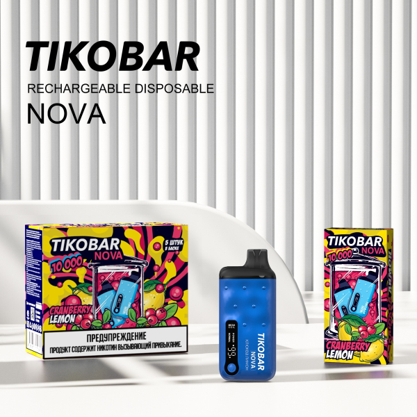 Электронка Tikobar Nova Клюква Лимон 10000 Затяжек в Донецке