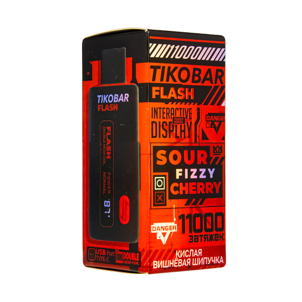 Электронка Tikobar Flash Кислая Вишнёвая Шипучка 11000 Затяжек в Донецке
