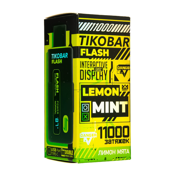 Электронка Tikobar Flash Лимон Мята 11000 Затяжек в Донецке