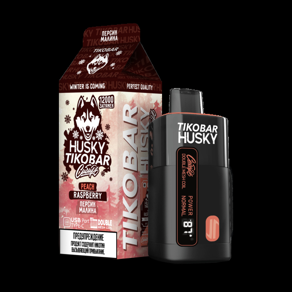 Электронка Tikobar Husky Сибирь Персик Малина 12000 Затяжек в Донецке