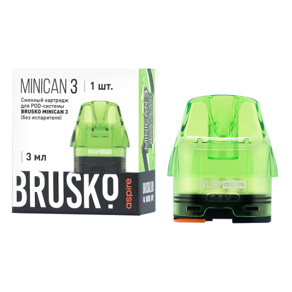 Сменный Картридж Brusko Minican 3, (Зелёный), 3 Мл, Упак. 1 Шт в Донецке