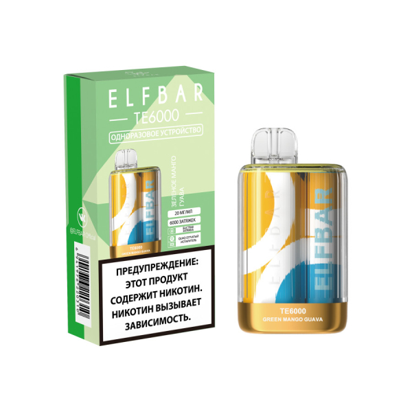 ЭСДН ELF BAR Te Зелёное Манго Гуава 6000 затяжек в Донецке