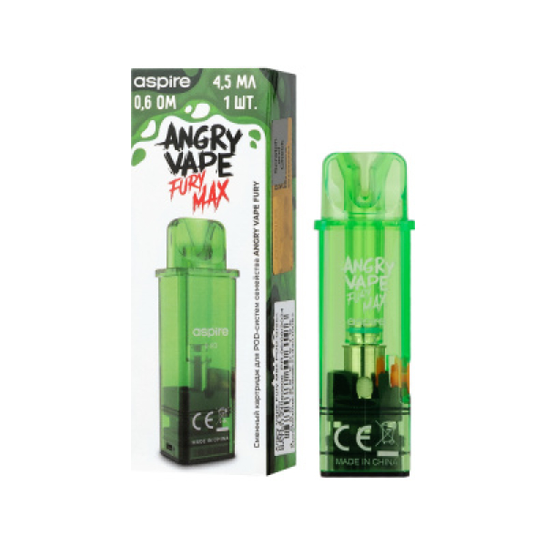 Картридж Angry Vape Fury Max Зелёный 45 мл 0.6 Ом ( 1 шт.) в Донецке